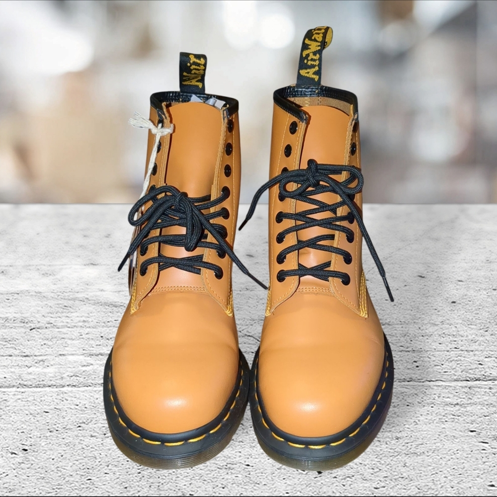 Dr Martens 1460 Smooth Orange  Lace Up Combat Boots Size 8 - Picture 12 of 12